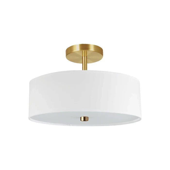 White semi-flush mount ceiling light, by Dainolite, for hallway, bedroom, or entryway