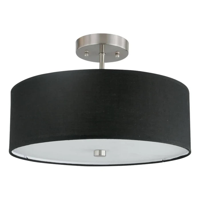 Black semi-flush mount ceiling light, by Dainolite, for hallway, bedroom, or entryway