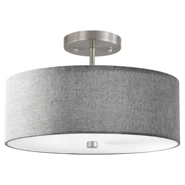 Grey semi-flush mount ceiling light, by Dainolite, for hallway, bedroom, or entryway