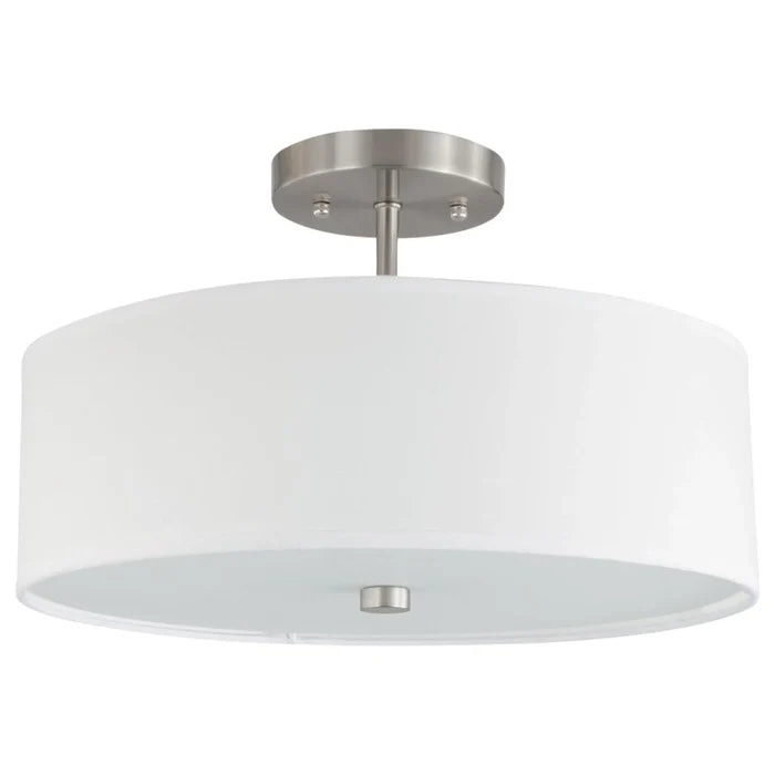 White semi-flush mount ceiling light, by Dainolite, for hallway, bedroom, or entryway