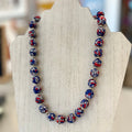 Ghanaian Krobo Bead Necklace | Blue + Red