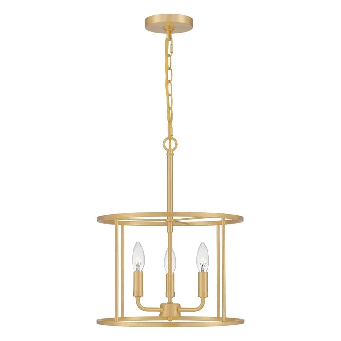 Aged brass pendant light, by Quoizel, for kitchen island or dining
