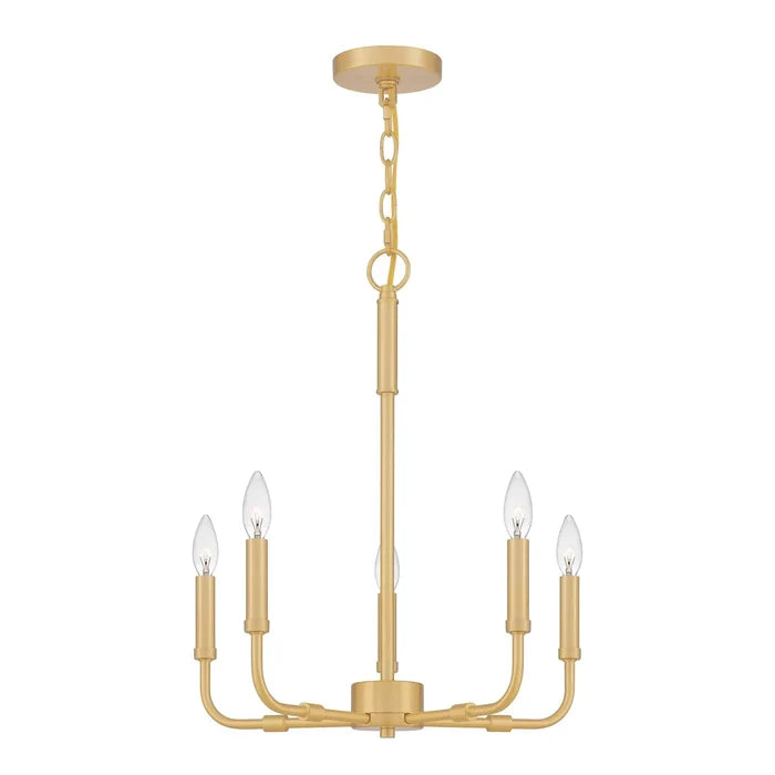 Aged brass chandelier, by Quoizel