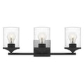 Matte black vanity light, by Quoizel, for bathroom
