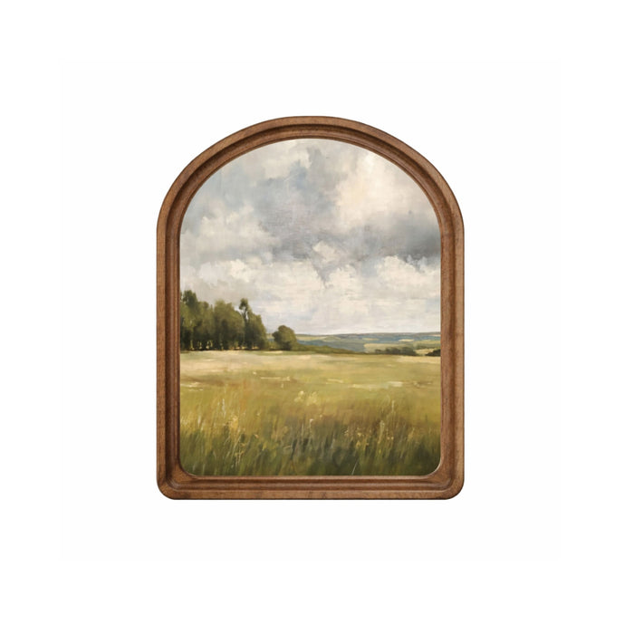 Arch Top Stormy Field Framed Art