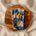 Block Print Linen Napkins | Navy Lotus Bloom