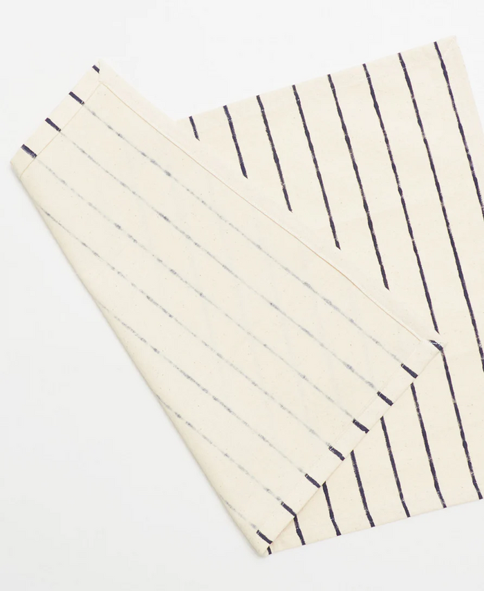 Block Print Placemat Set | Navy Stripe