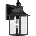 Mystic black wall sconce, by Quoizel, for hallway or living room