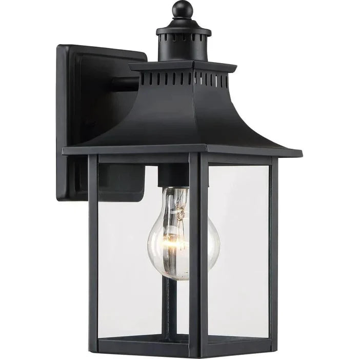 Mystic black wall sconce, by Quoizel, for hallway or living room
