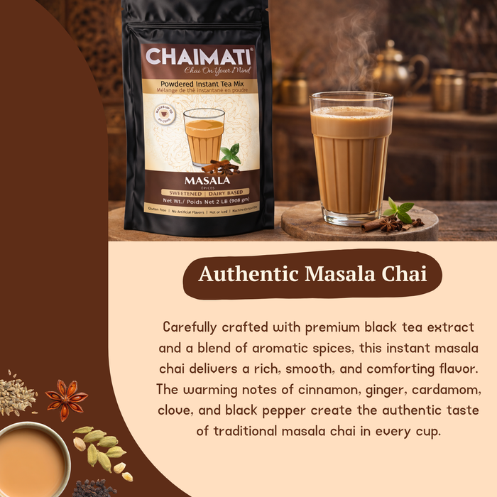 CHAIMATI Sweetened Instant Masala Chai Latte Premix - 2 lb