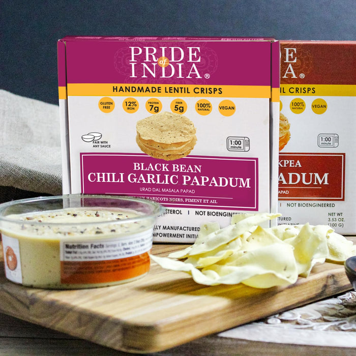 Chili Garlic Papadum Indian Lentil Crisps (Papad) - Pride Of India