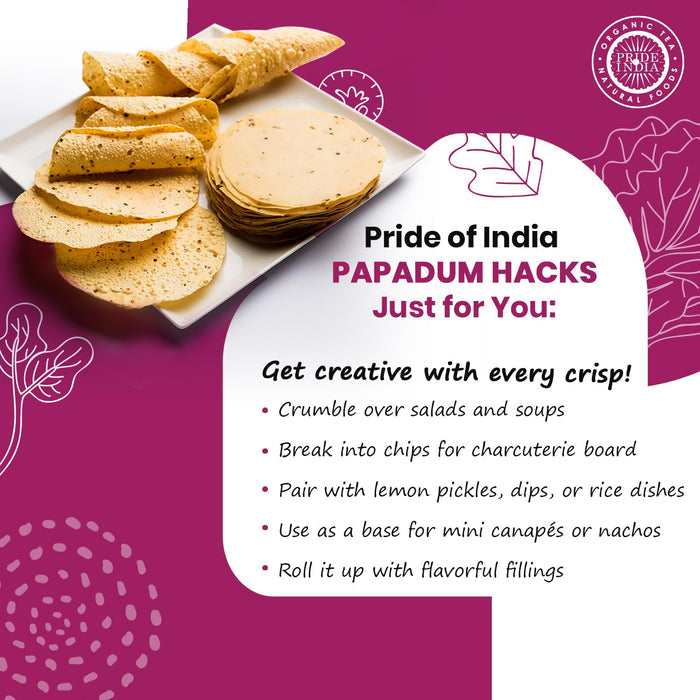 Chili Garlic Papadum Indian Lentil Crisps (Papad) - Pride Of India