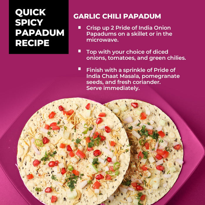 Chili Garlic Papadum Indian Lentil Crisps (Papad) - Pride Of India