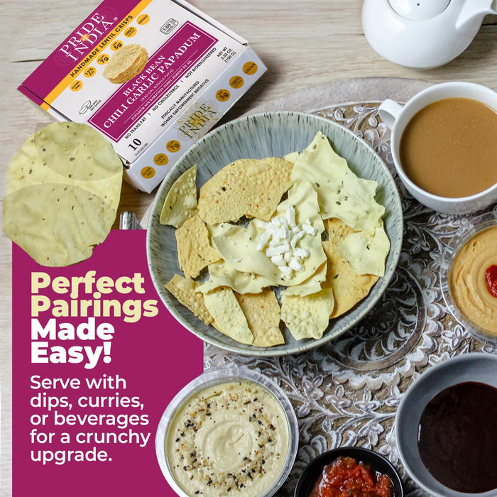 Chili Garlic Papadum Indian Lentil Crisps (Papad) - Pride Of India