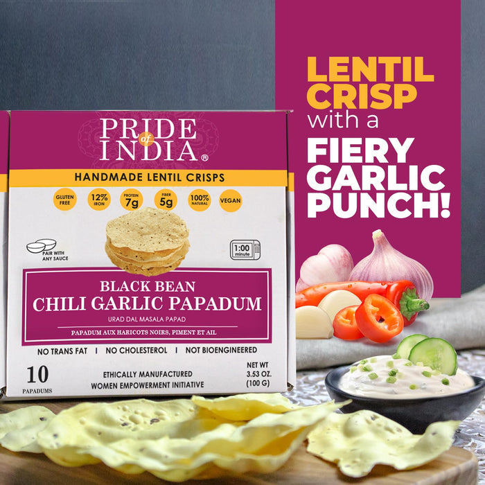 Chili Garlic Papadum Indian Lentil Crisps (Papad) - Pride Of India