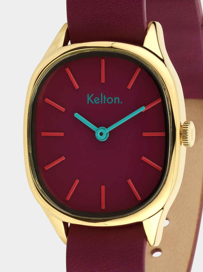 COFFRET - Montre Colorama Prune + Bracelet cuir offert