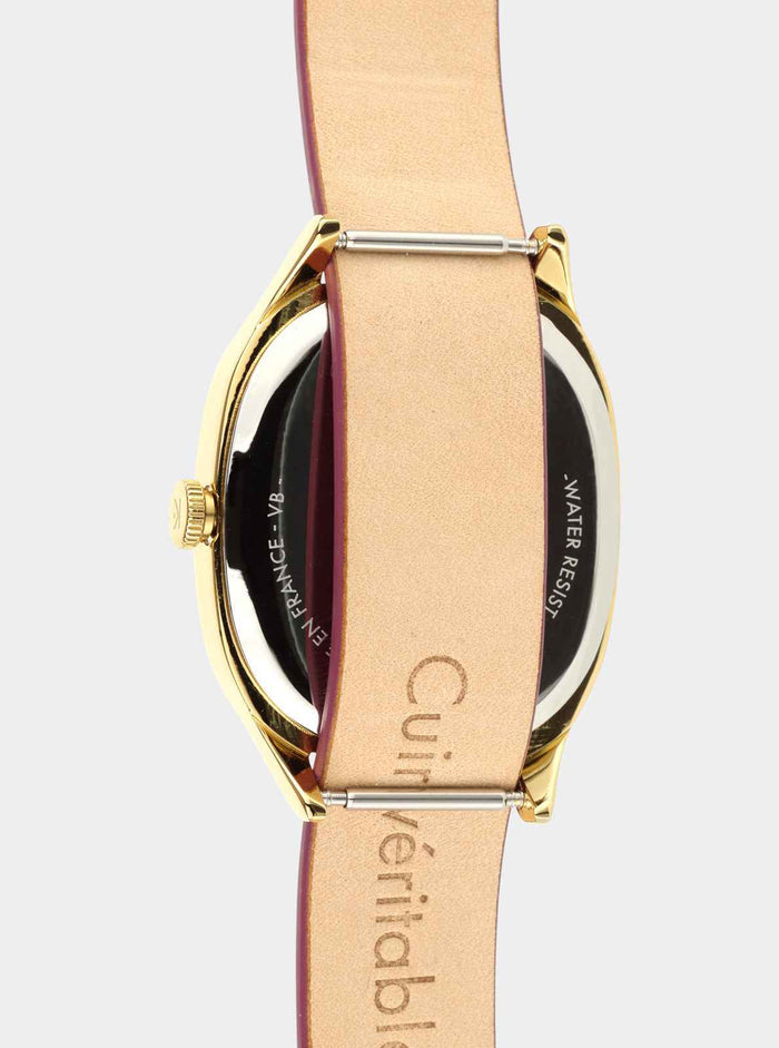 COFFRET - Montre Colorama Prune + Bracelet cuir offert