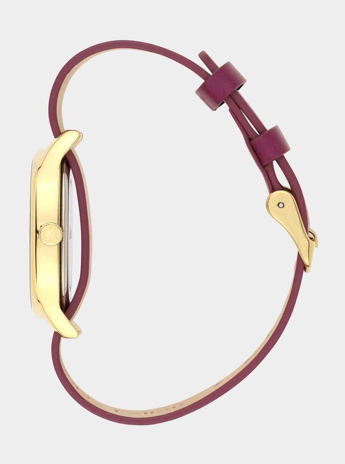 COFFRET - Montre Colorama Prune + Bracelet cuir offert