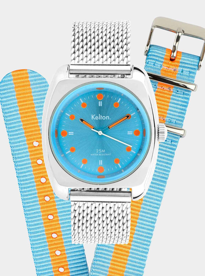 Coffret Montre RC2 Bleu-Orange Mesh + Bracelet Nato offert