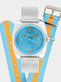 Coffret Montre RC2 Bleu-Orange Mesh + Bracelet Nato offert