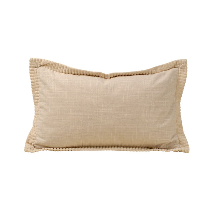 Corded Velvet Edge Pillow | Ivory