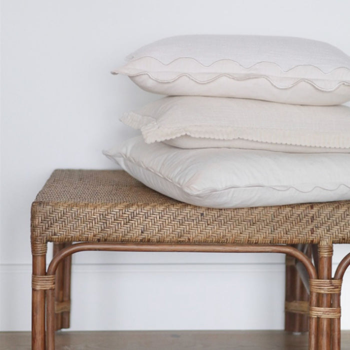 Corded Velvet Edge Pillow | Ivory