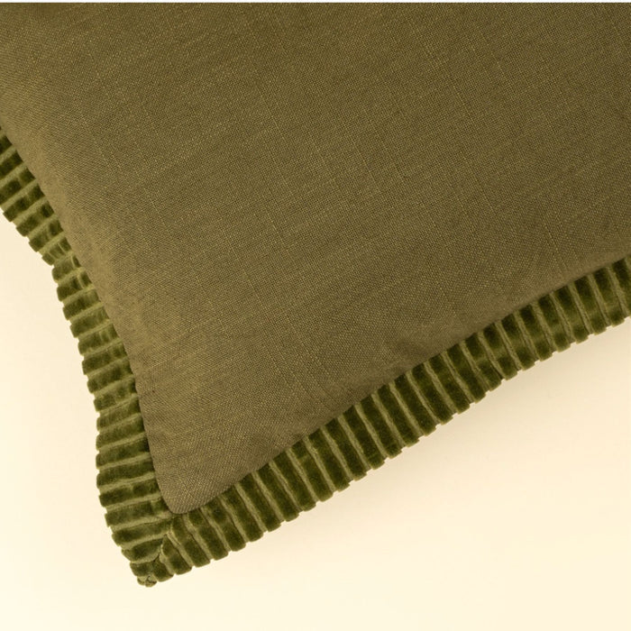 Corded Velvet Edge Pillow | Moss