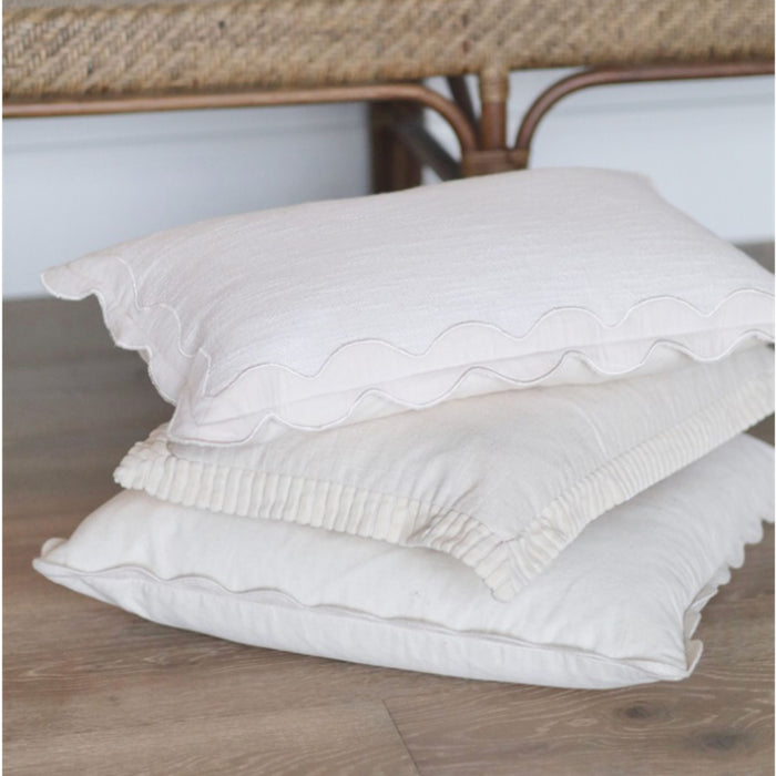 Corduroy Scallop Pillow | Ivory