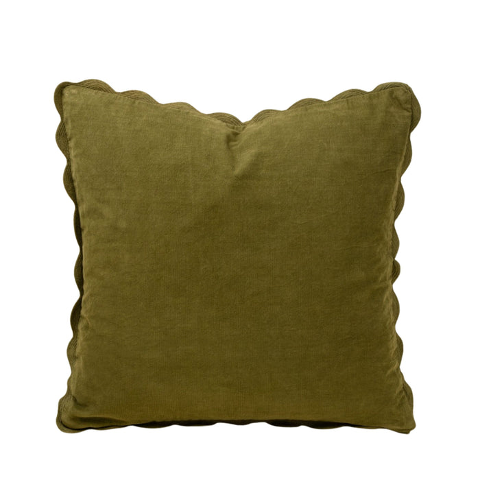 Corduroy Scallop Pillow | Moss