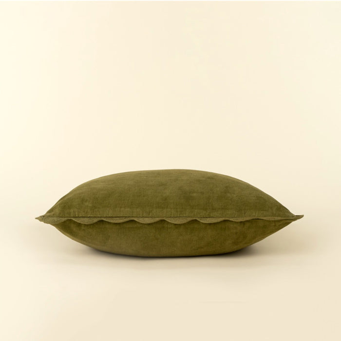 Corduroy Scallop Pillow | Moss