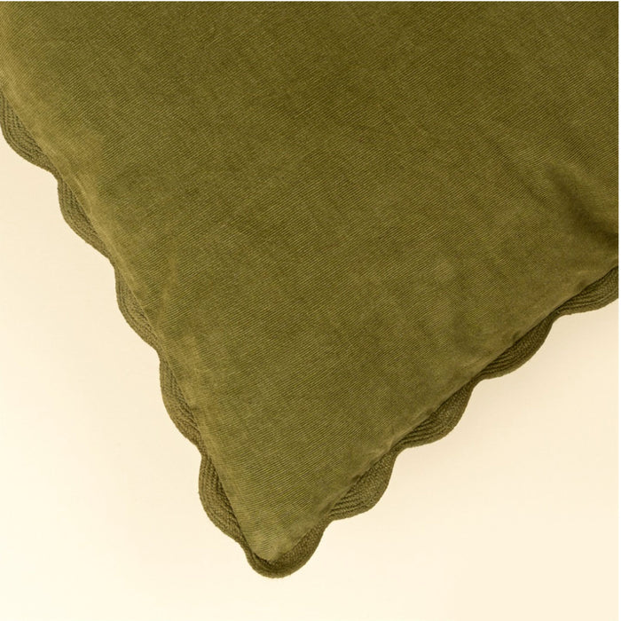 Corduroy Scallop Pillow | Moss
