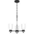 Brushed nickel chandelier, by Quoizel