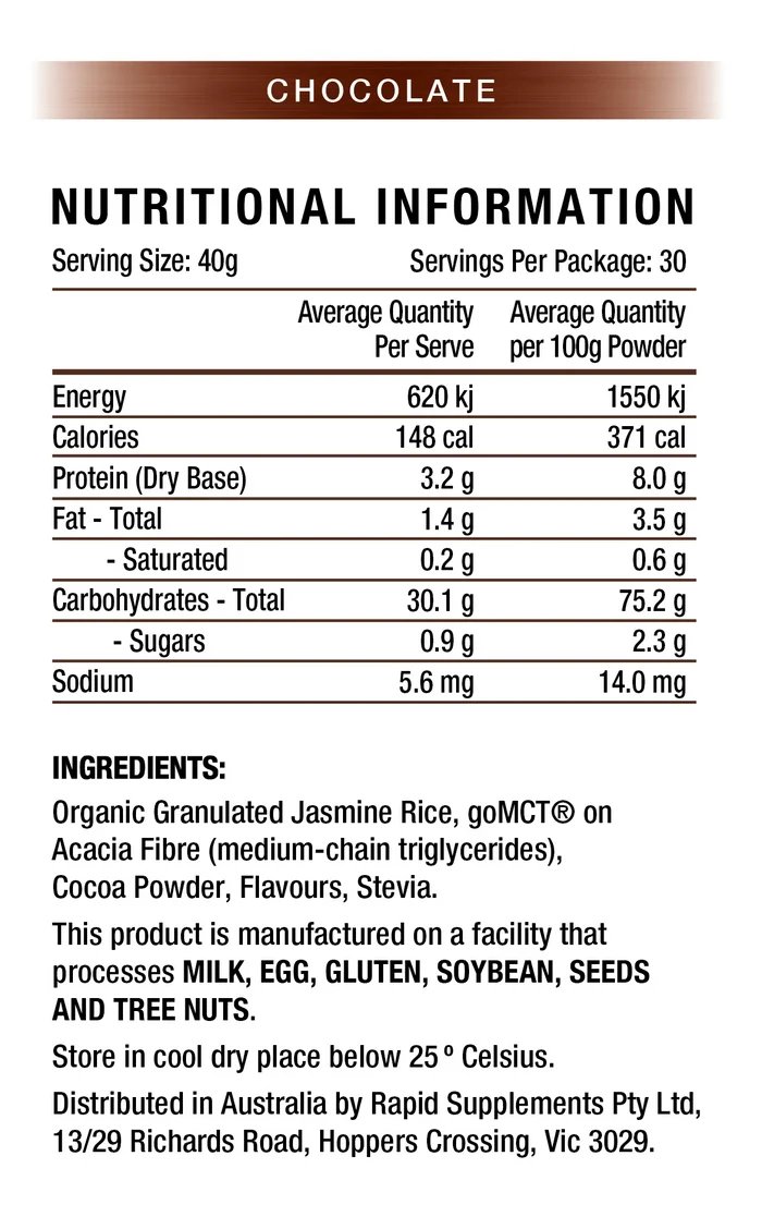 Rapid supplements cream of rice cereal fortified with iron by Rapid Supplements
