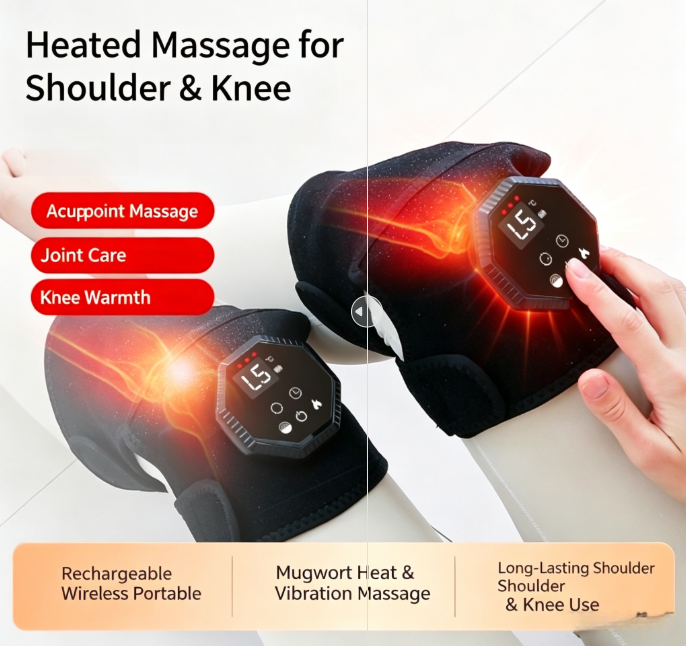 Electric Heated Knee Massager Brace | Wireless Heat Vibration Relief