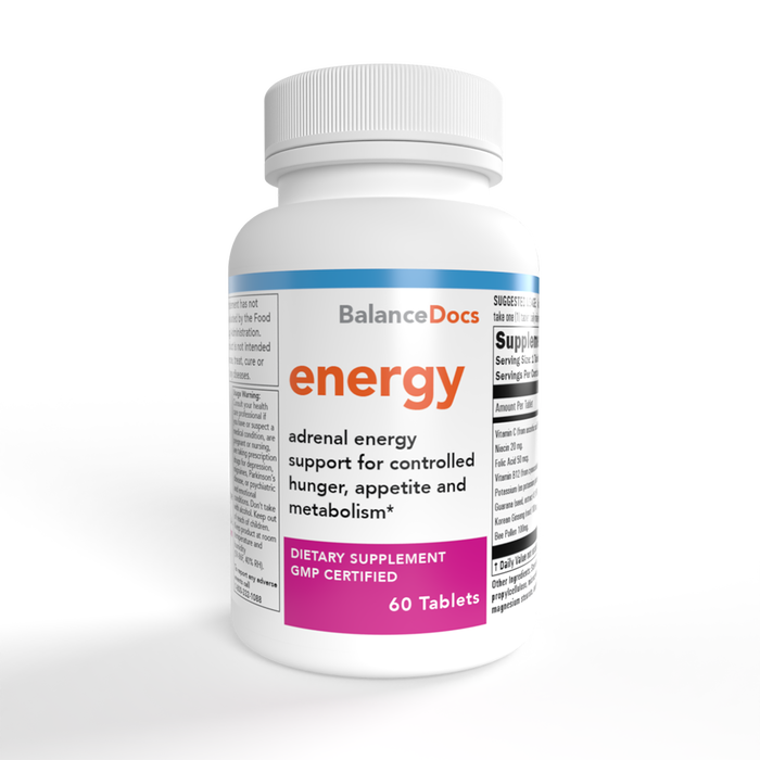 BalaceDocs - Energy dietary supplement white bottle