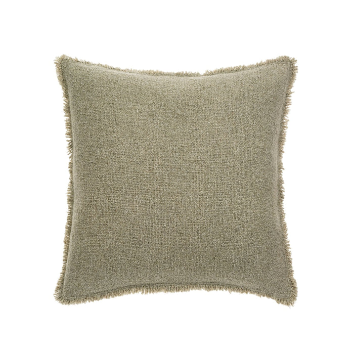 Fringed Boucle Pillow | Sage Grey
