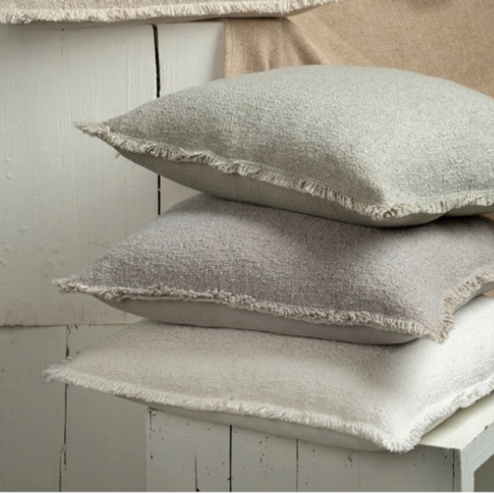 Fringed Boucle Pillow | Sage Grey