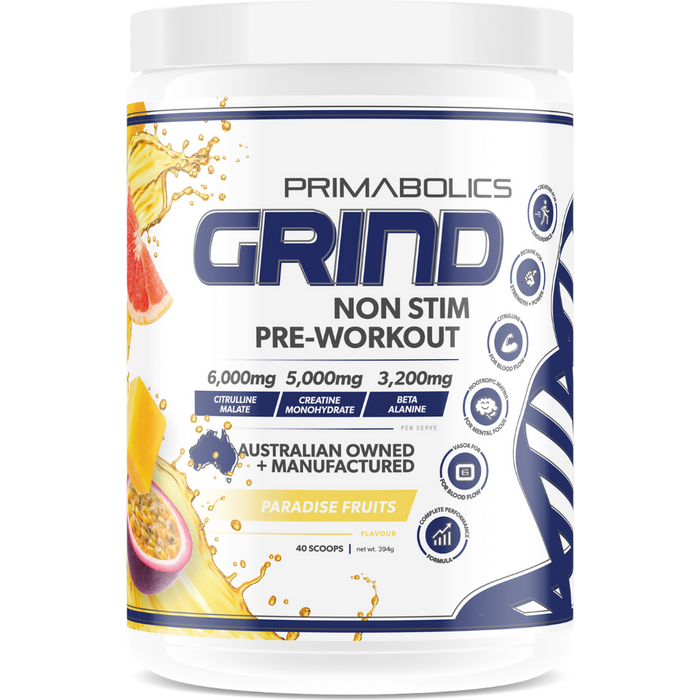 Grind non stimulant pre workout formula 30 serves by Primabolics