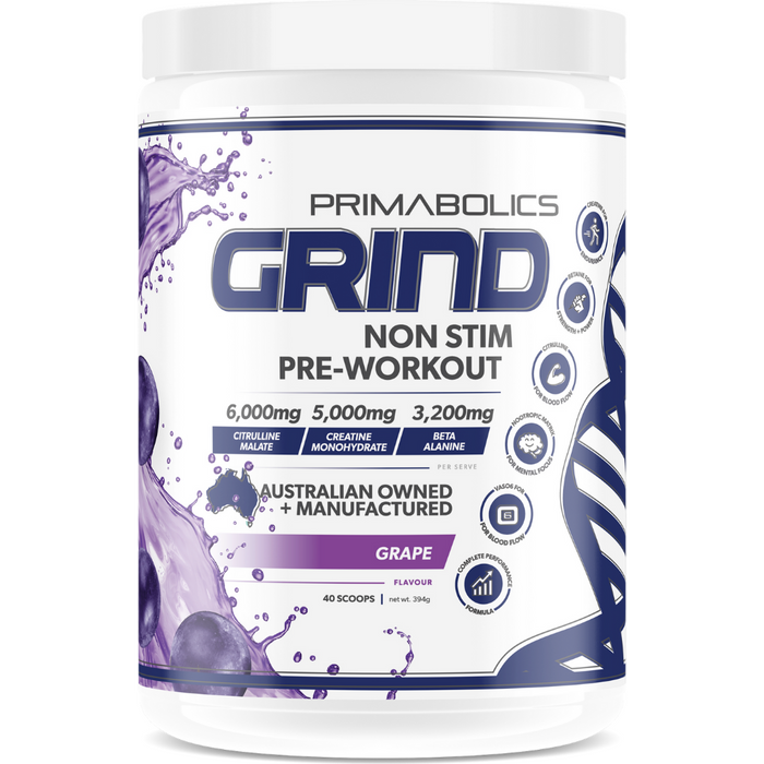 Grind non stimulant pre workout formula 30 serves by Primabolics