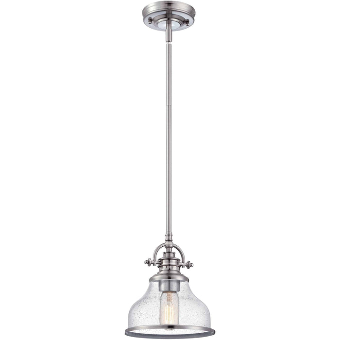 Brushed nickel pendant light, by Quoizel, for kitchen island or dining