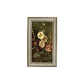 Hollyhocks Framed Antique Art