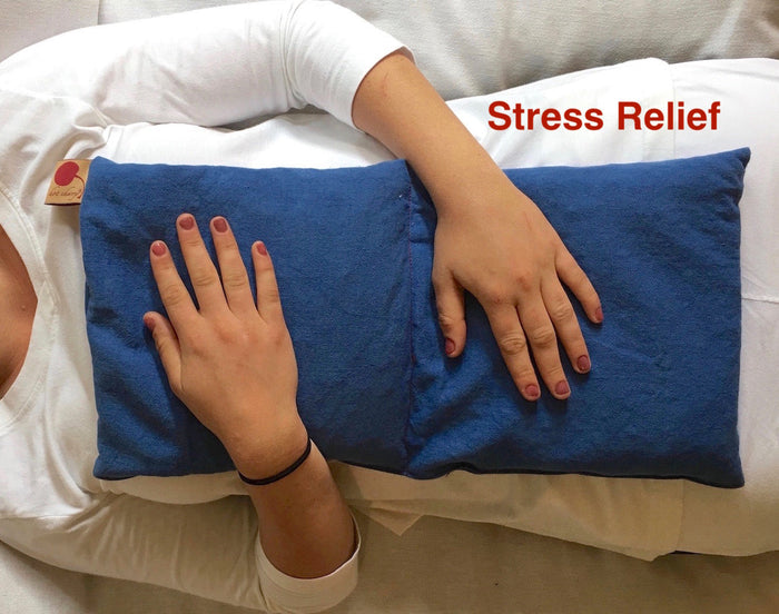 Hot Cherry Double Square Pillow in Blue Denim -  Natural Hot and Cold Therapy Pack