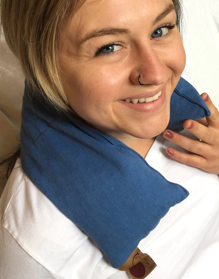 Hot Cherry Neck Wrap in Blue Denim -  Natural Hot and Cold Therapy Pack