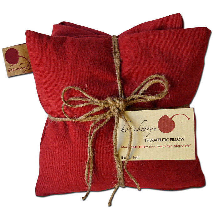 Hot Cherry Triple Square Pillow in Red Denim -  Natural Hot and Cold Therapy Pack