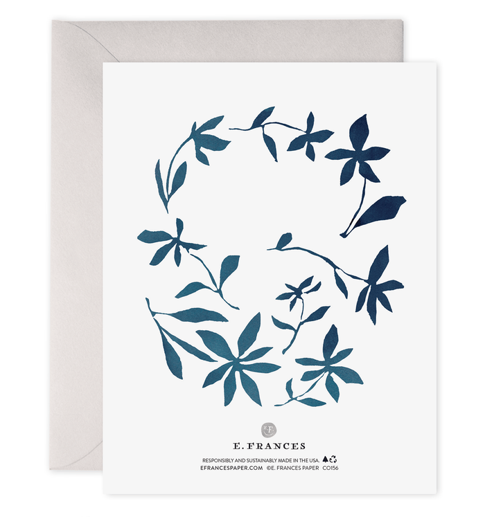 Indigo Flowers Card - Thinking of You, Condolence, Sympathy Card - Little Flower Soap Co