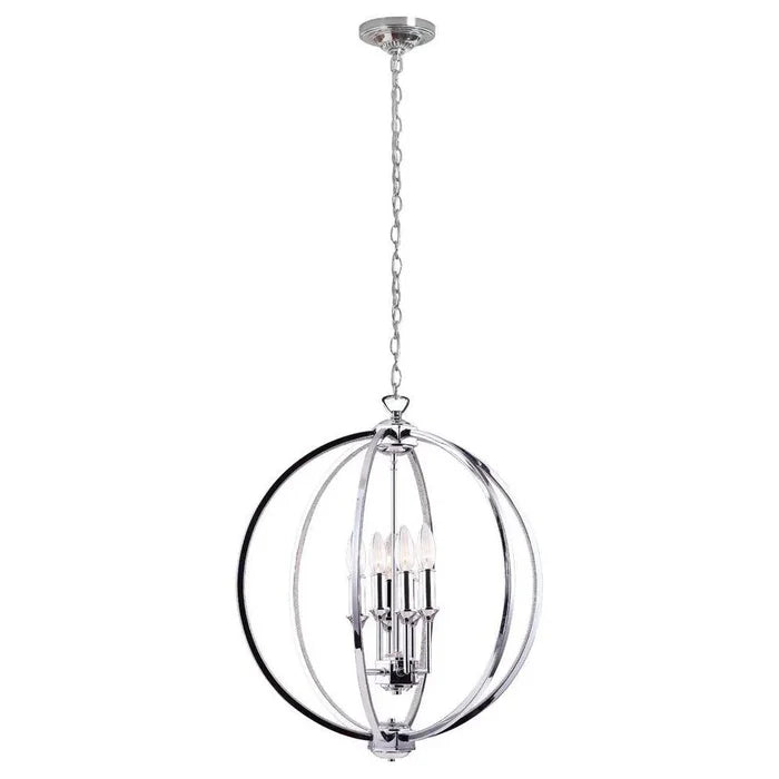 Polished chrome chandelier, by Dainolite