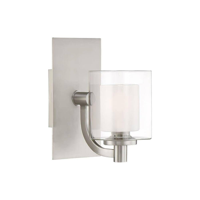 LED brushed nickel wall sconce, by Quoizel, for hallway or living room