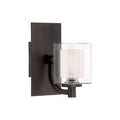 LED western bronze wall sconce, by Quoizel, for hallway or living room