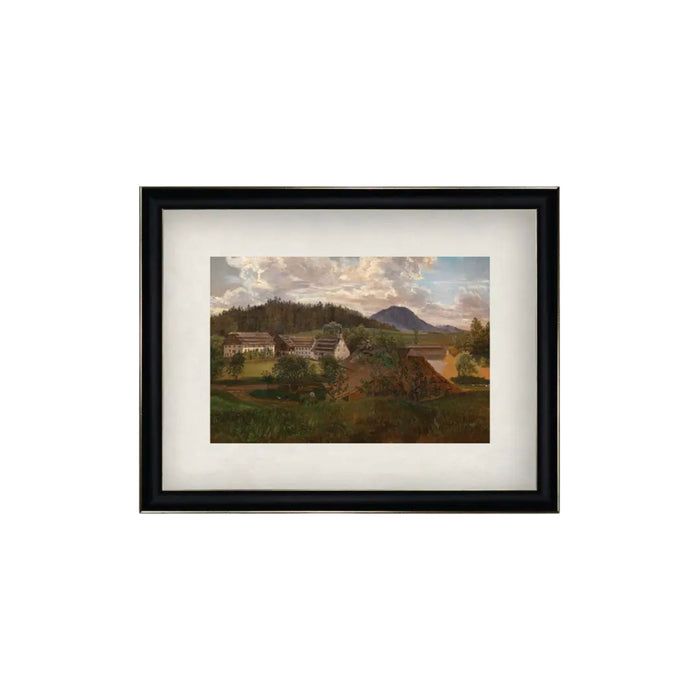 Landscape With Farmstead Framed Antique Art