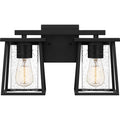 Matte black vanity light, by Quoizel, for bathroom